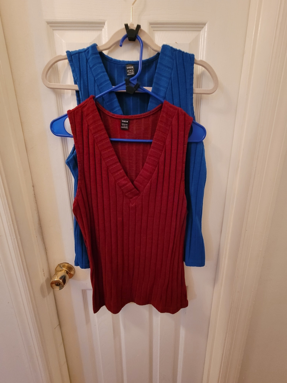 Zara Ribbed V-Neck Tank Top Duo - Burgundy & Royal Blue